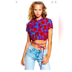 ZARA PRINTED CROP TOP NEW WITH TAGS SIZE L